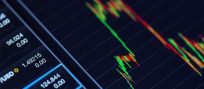 Currency exchange rates on a digital display