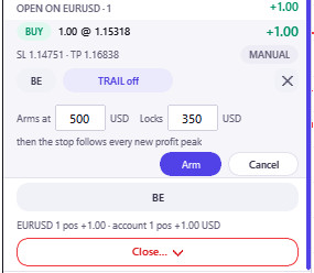 The trailing editor open on a position row