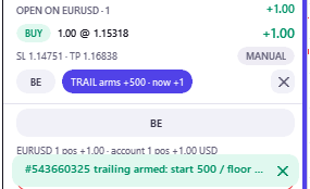 A position with trailing armed and the confirmation message